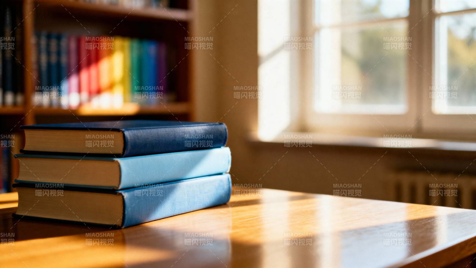 书桌上的三本书图片