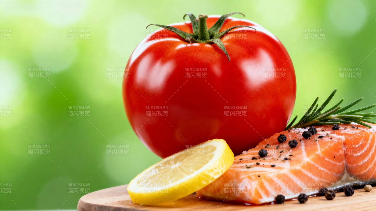 三文鱼配番茄柠檬图片