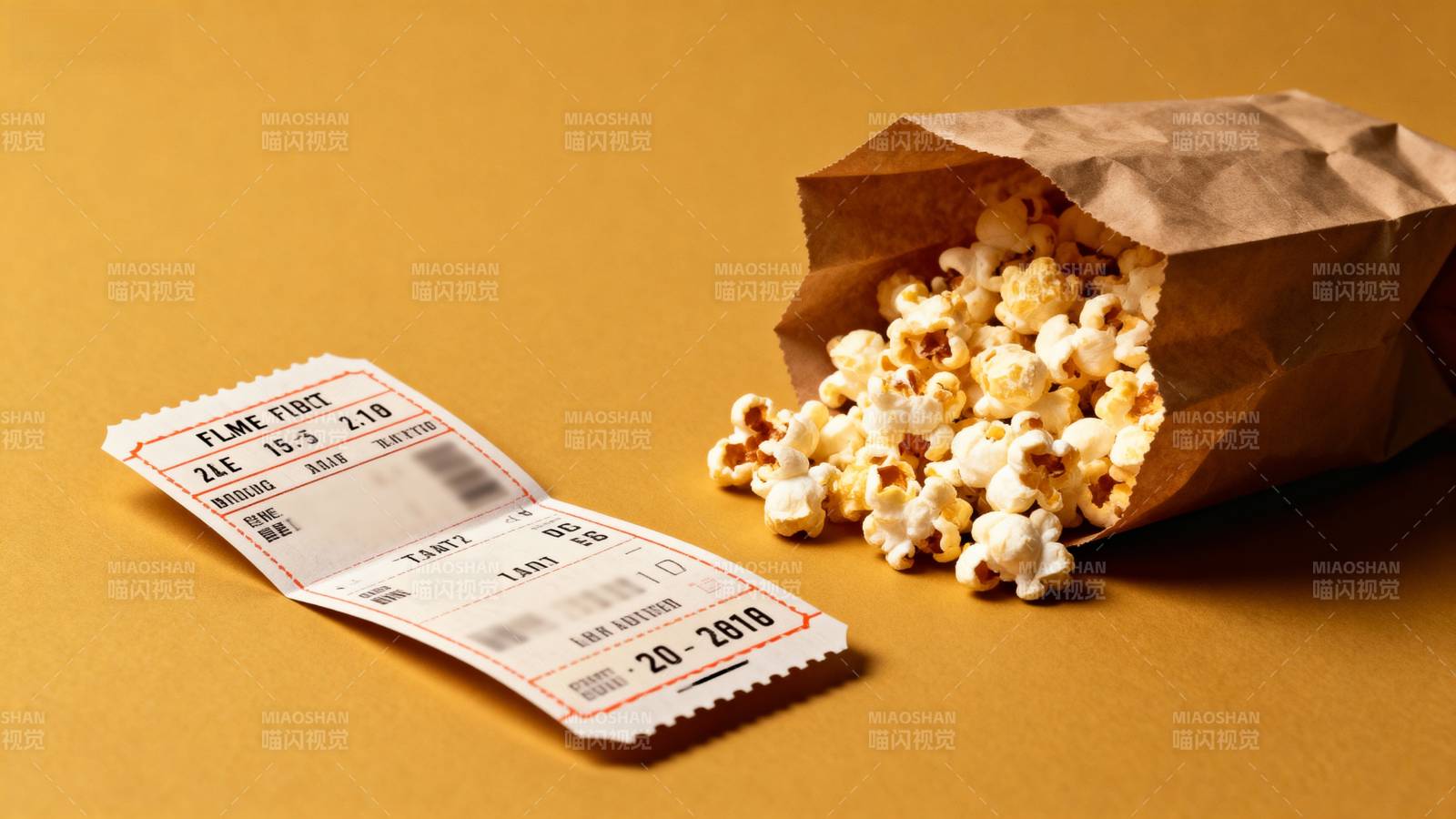 电影票与爆米花图片