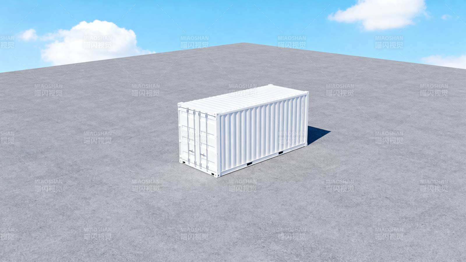 白色集装箱静置地面图片