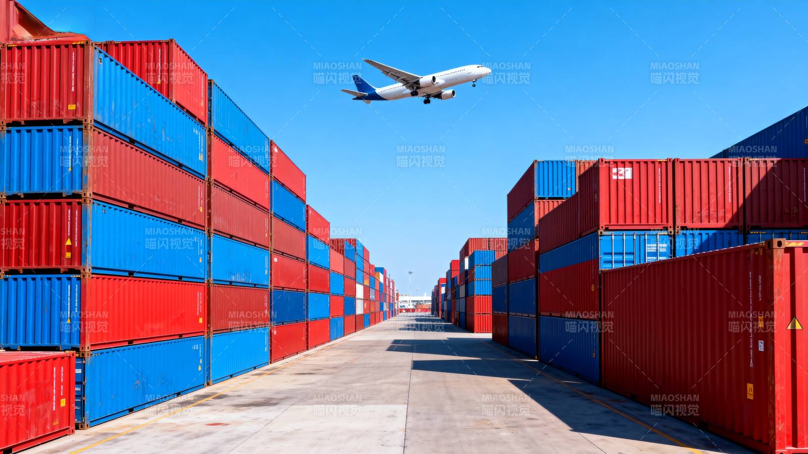 集装箱与飞机图片
