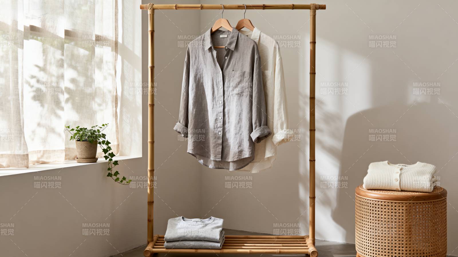 简约衣架陈列图片
