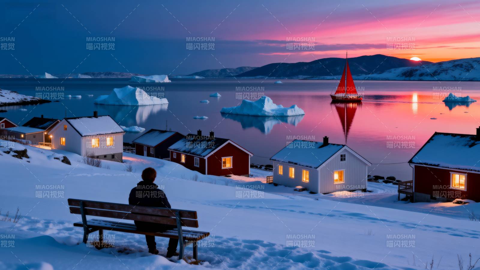 极地雪夜美景图片