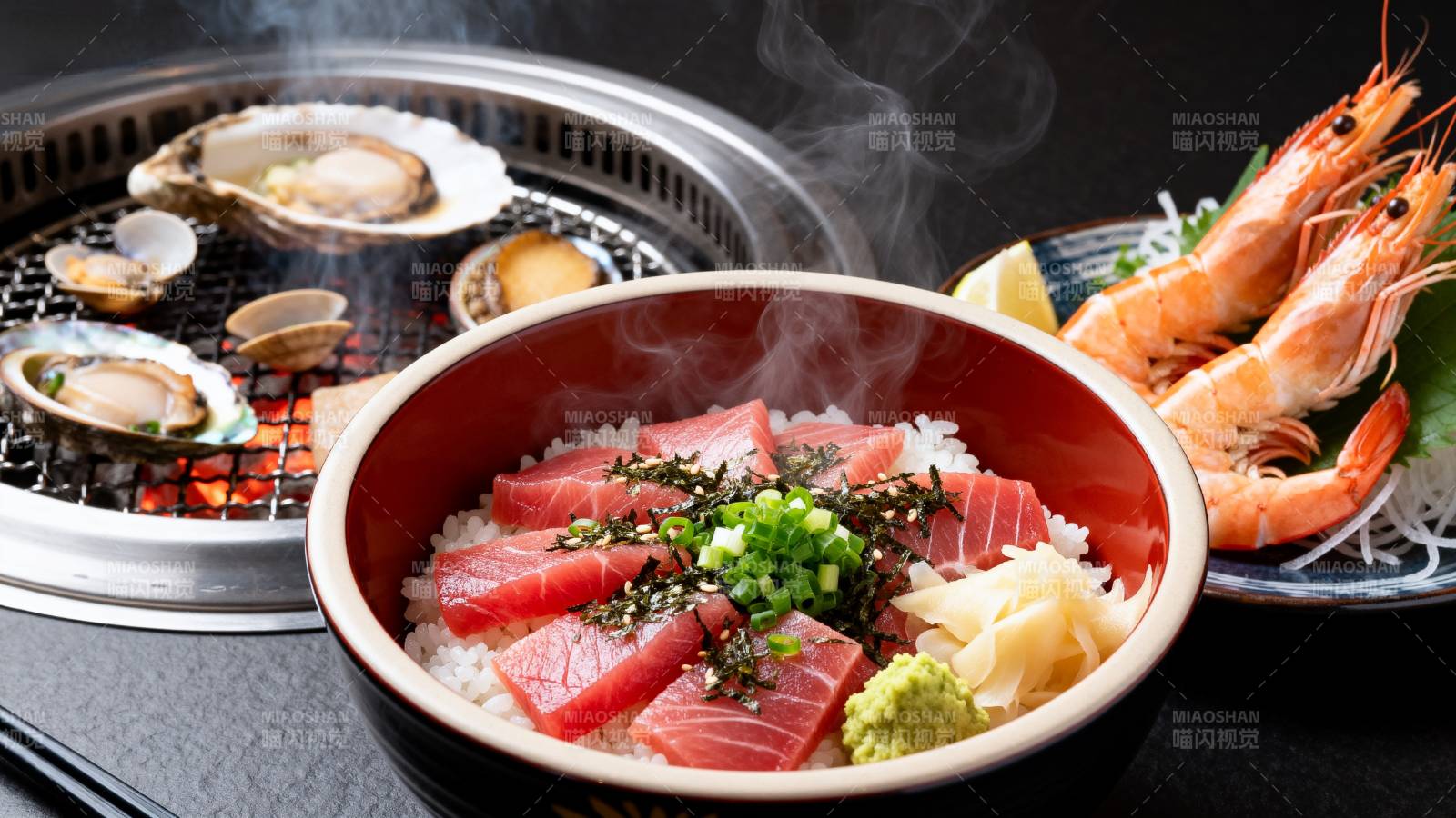 日式海鲜丼饭图片