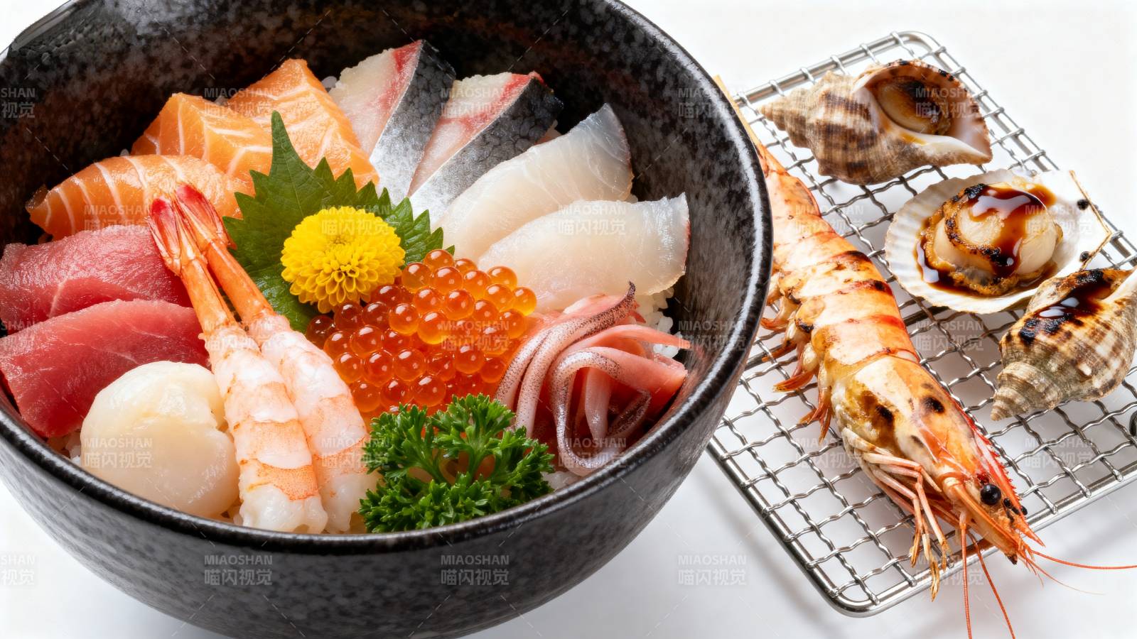 海鲜丼饭拼盘图片