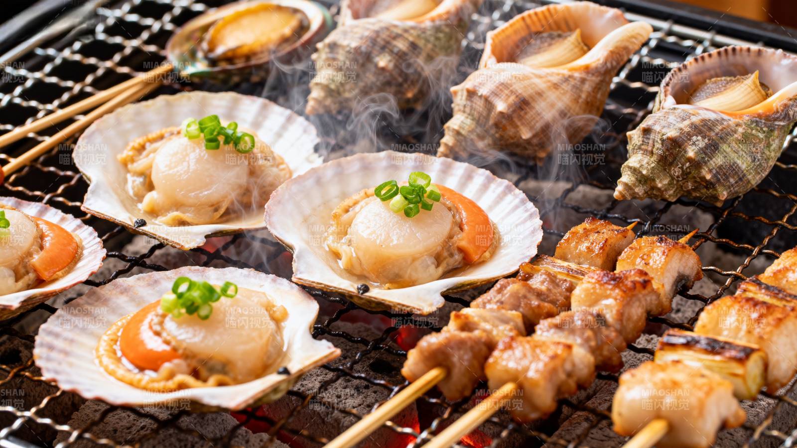 烤海鲜串香四溢图片