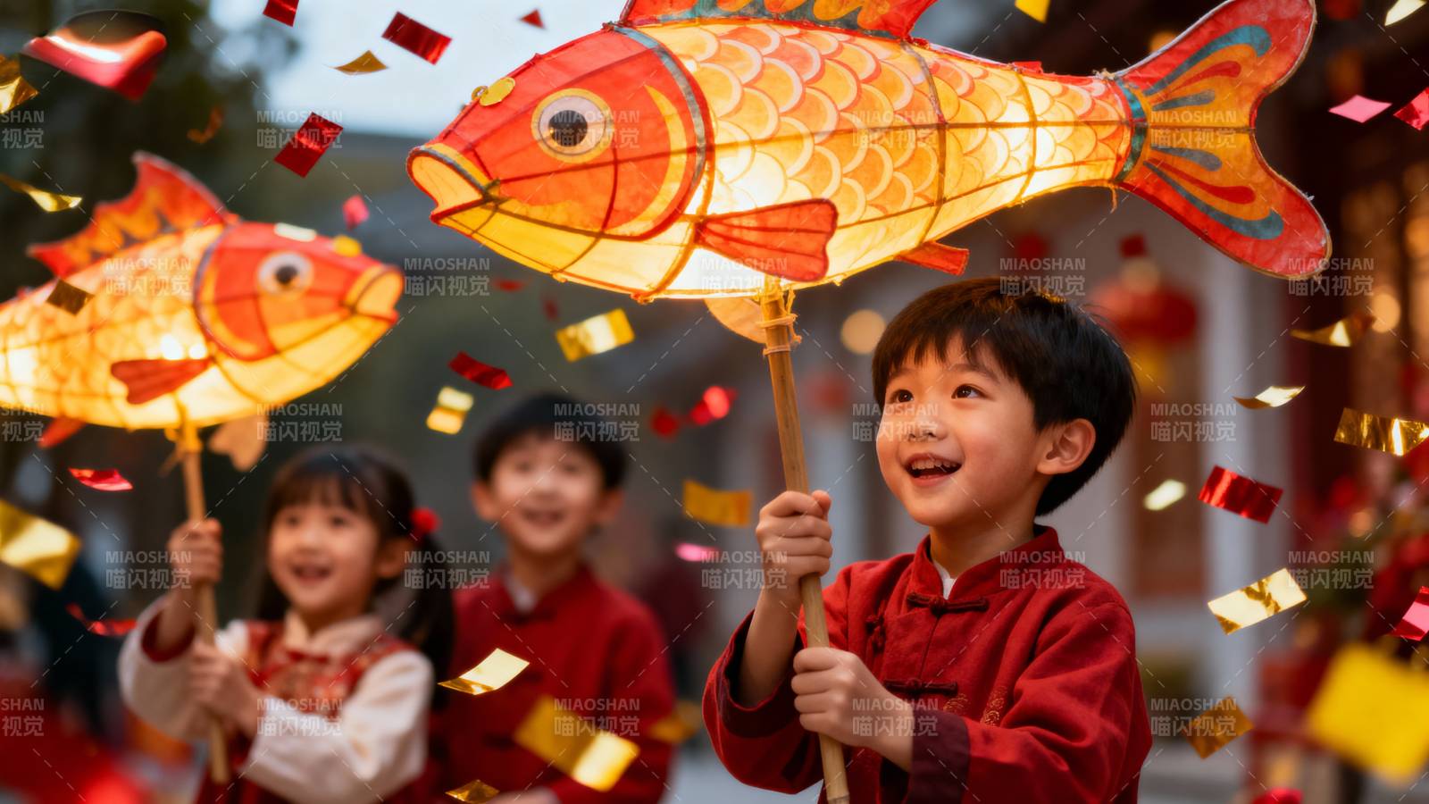 童趣鱼灯迎新春图片