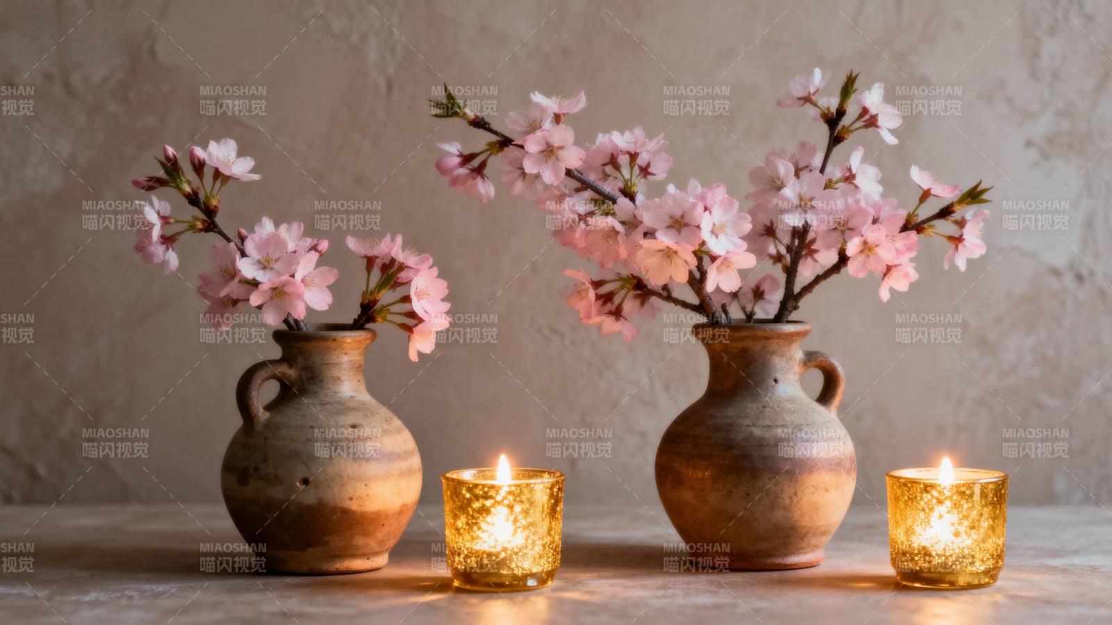 樱花烛光静谧夜图片