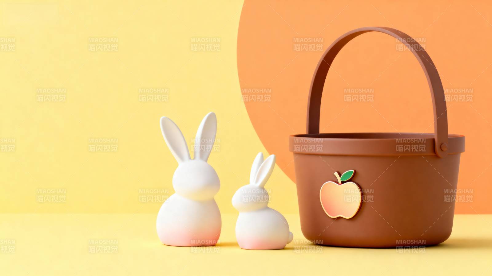 萌兔伴篮 春日温馨图片