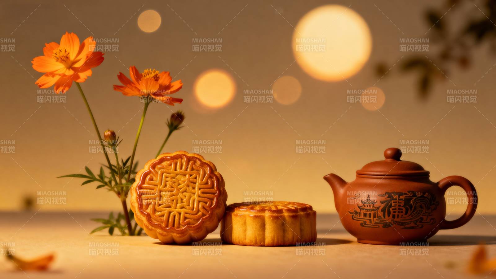 中秋月圆茶香图片