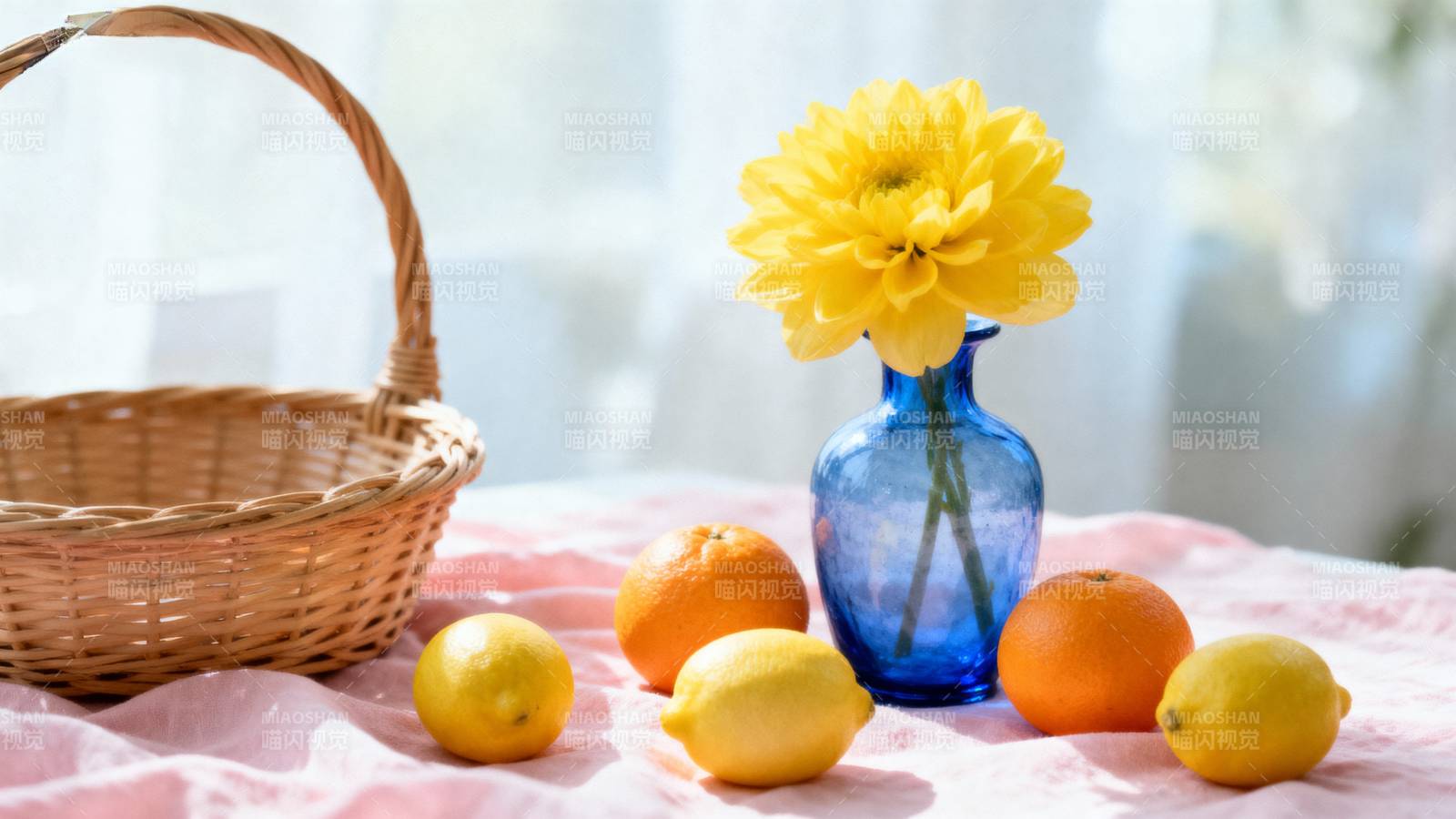 柠檬花篮静物图图片