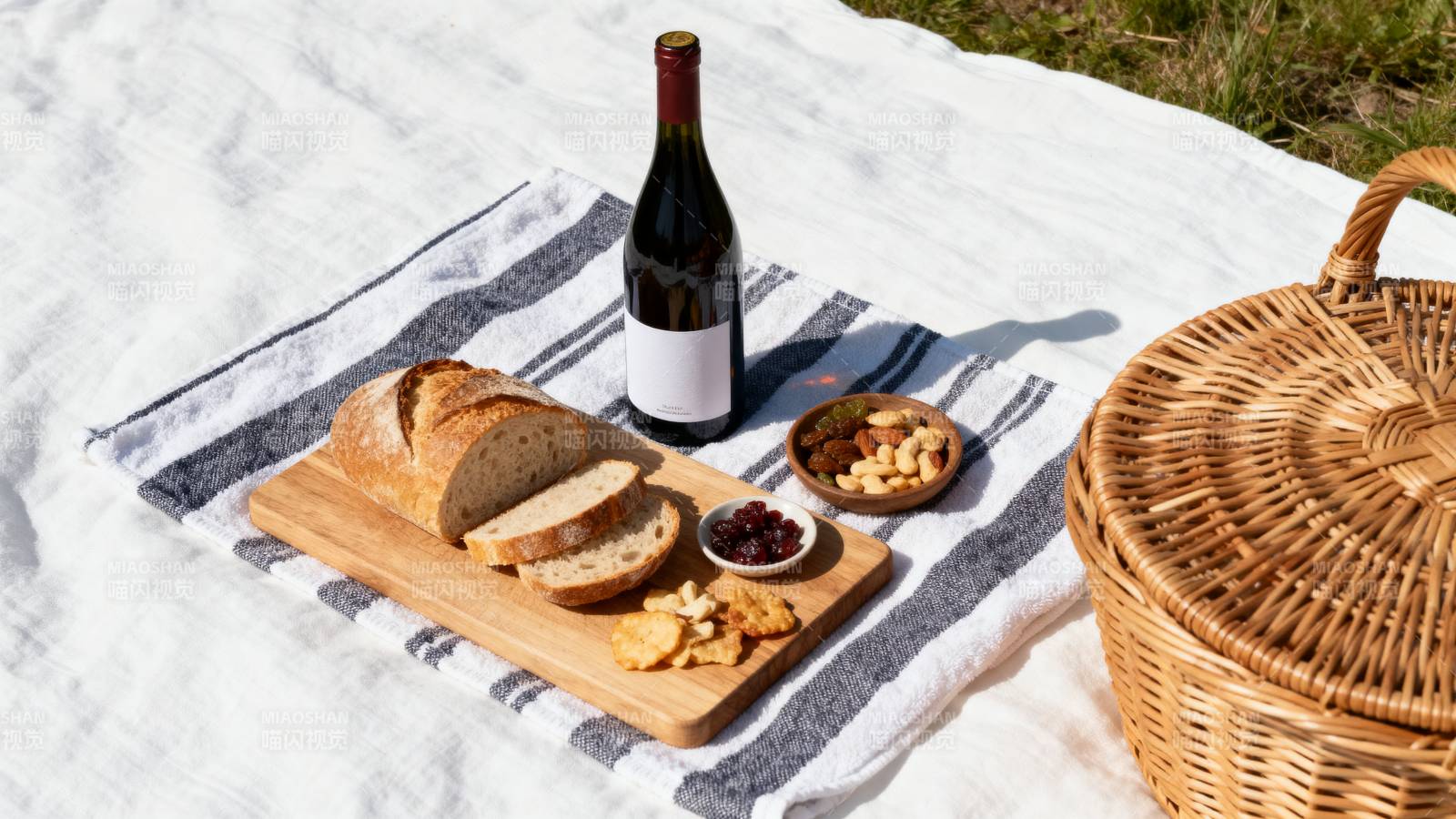 野餐美食与红酒图片
