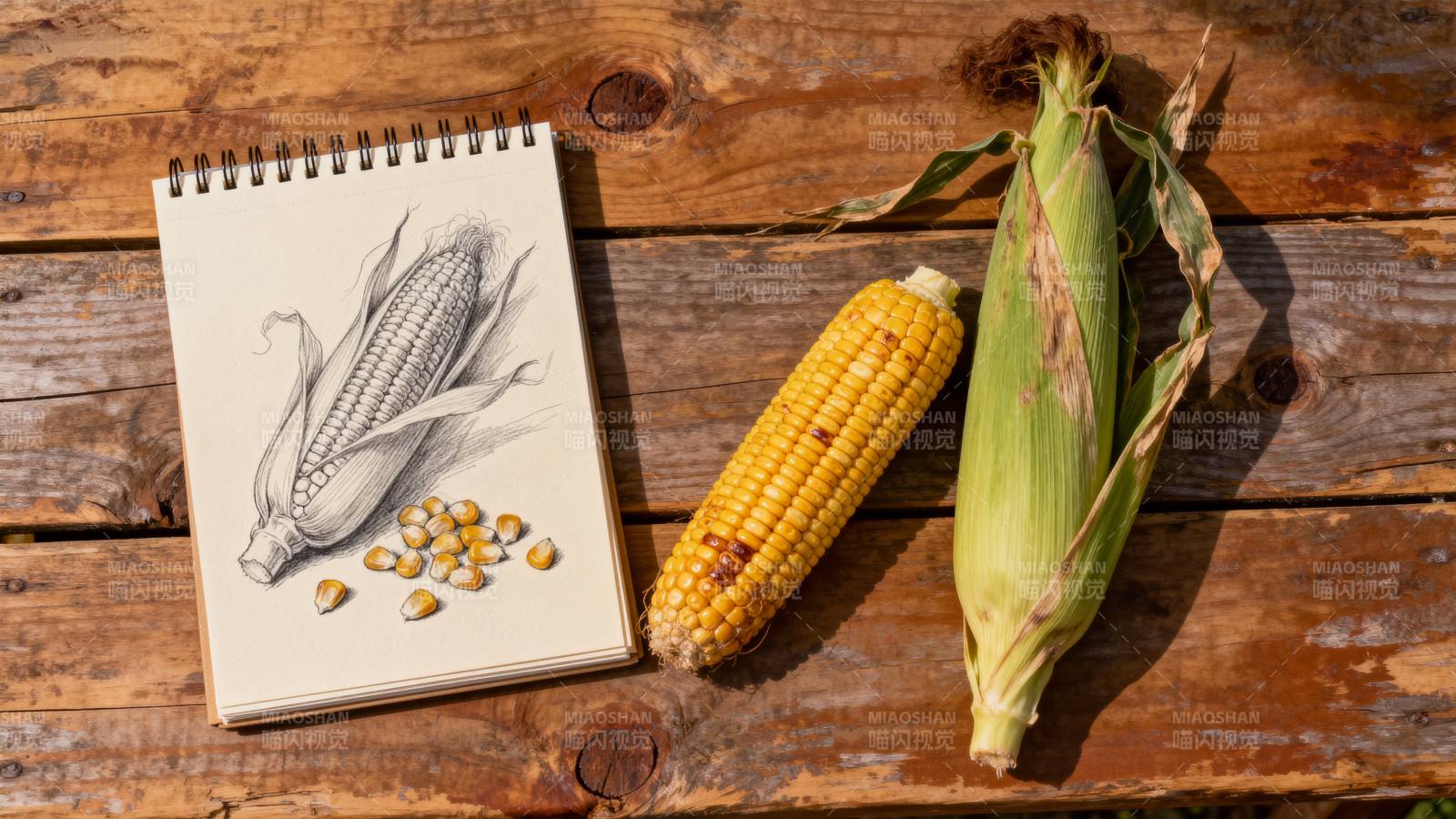 玉米写生与实物对比图片