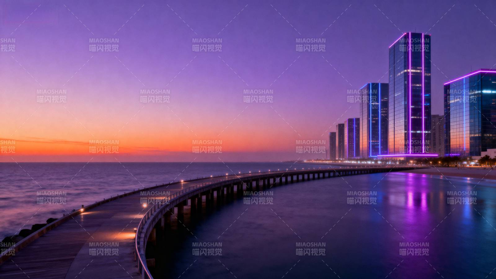 海滨城市夜景图片