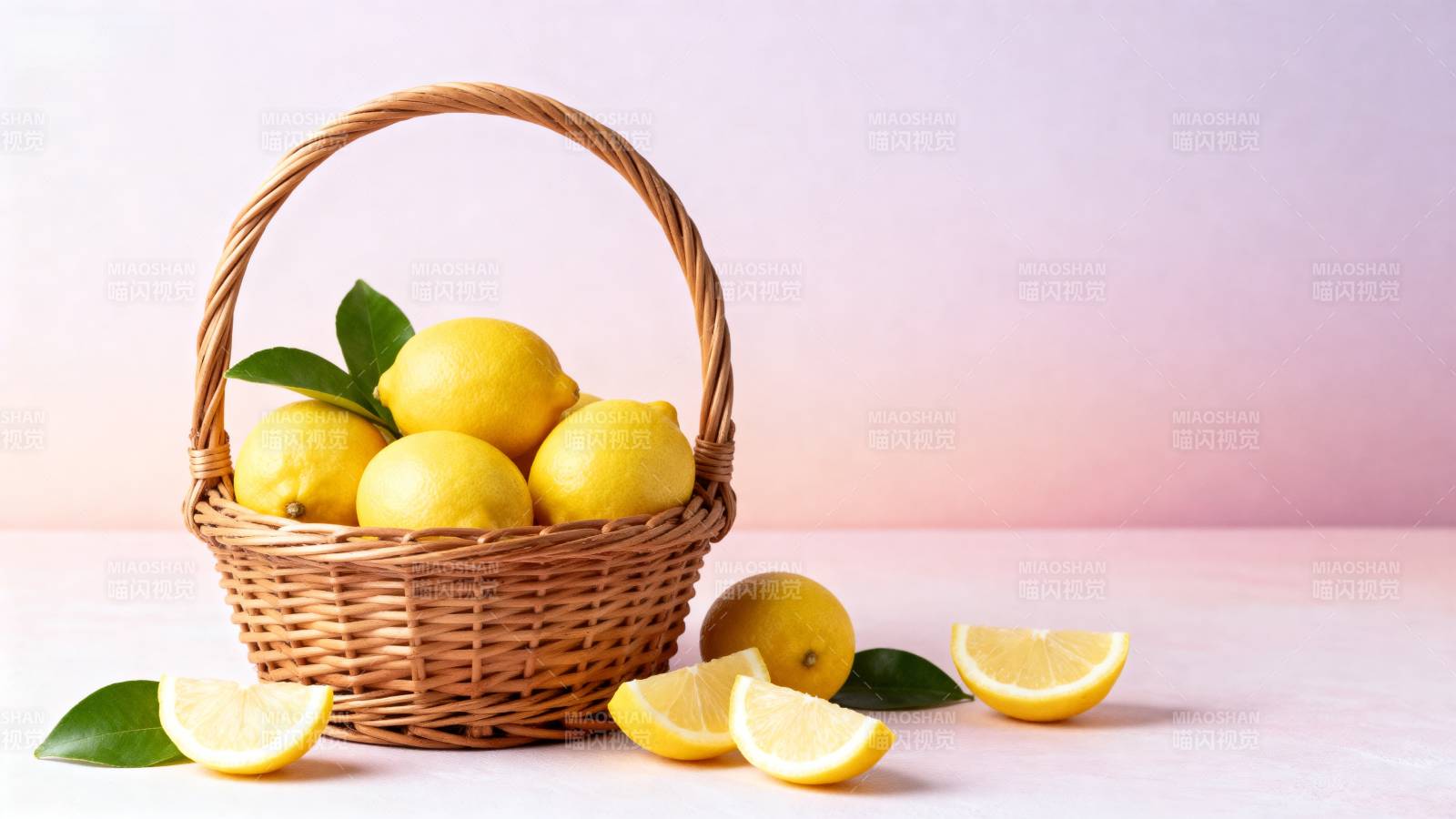 柠檬篮子静物图片