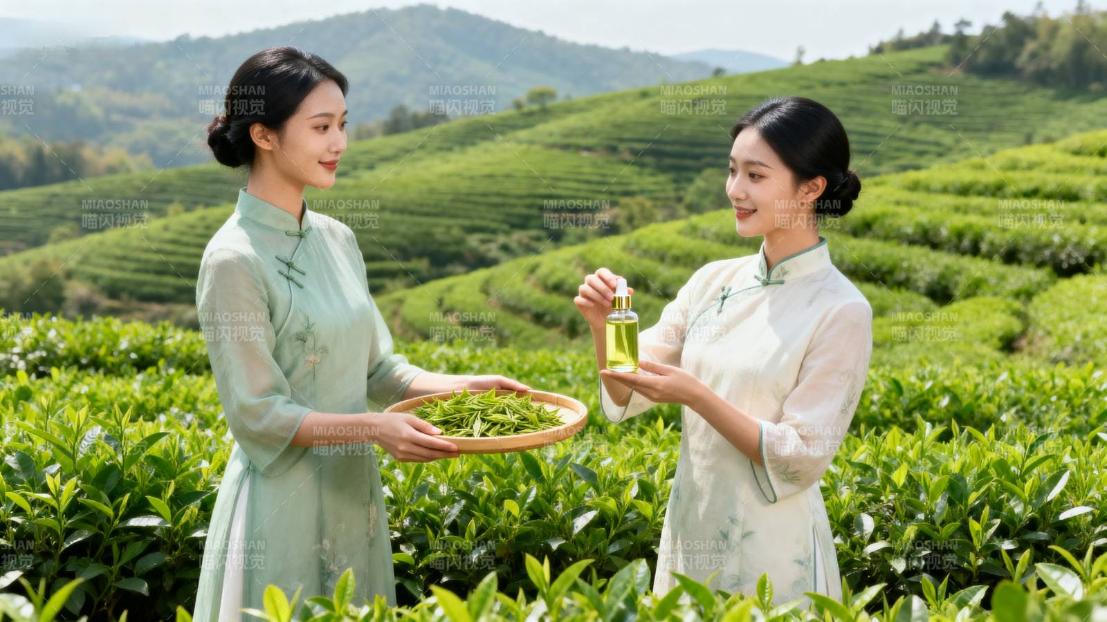 茶园采茶图图片