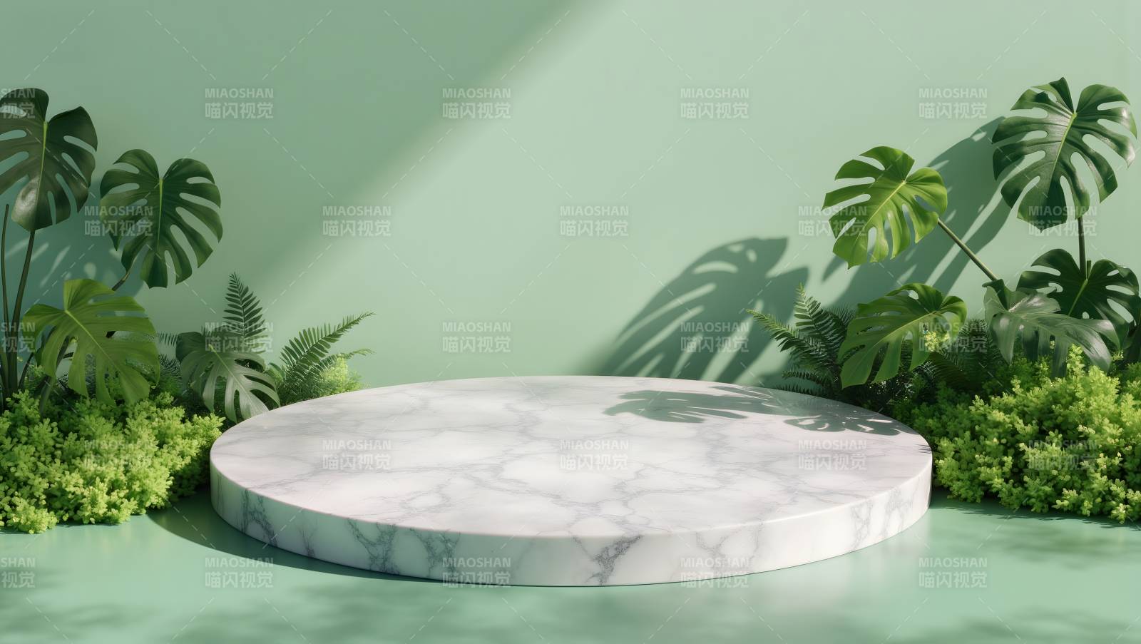 绿意盎然的展示台图片