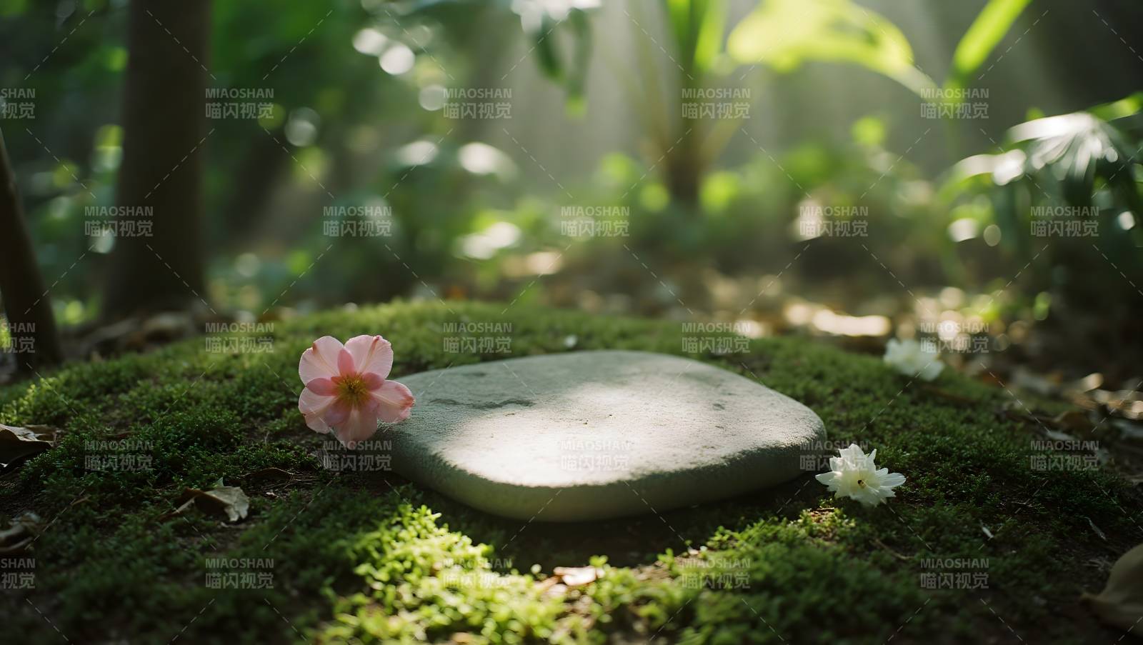 花落石上 静谧森林图片