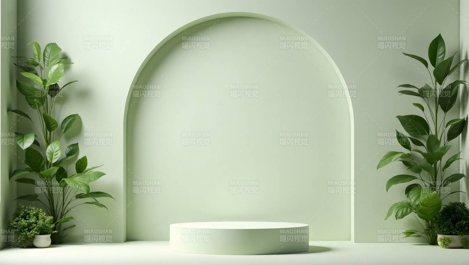 绿意盎然的展示台图片