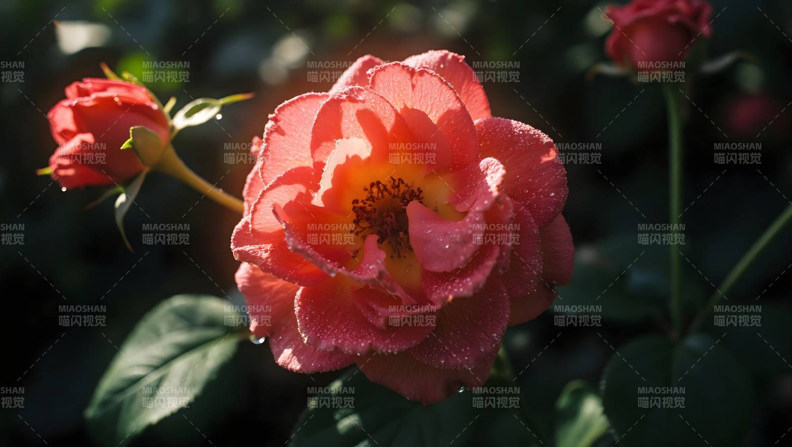 晨露玫瑰绽放美丽瞬间图片