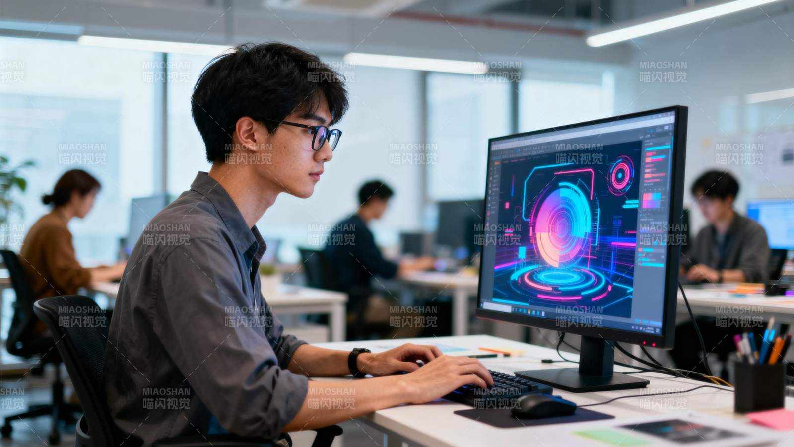 程序员专注工作图片