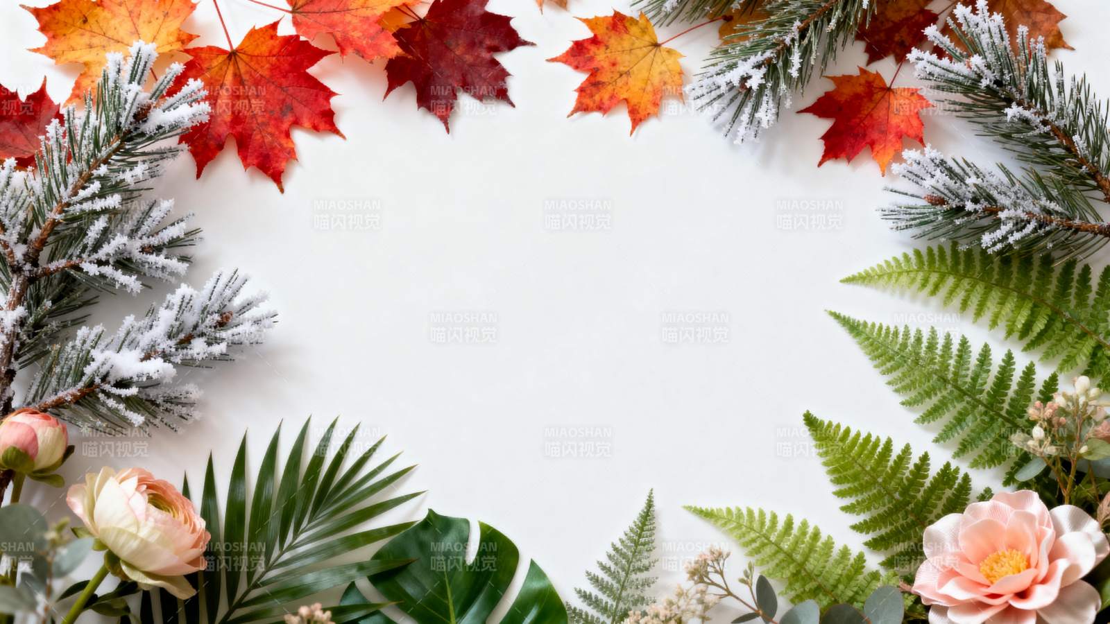 秋叶松枝花环图片