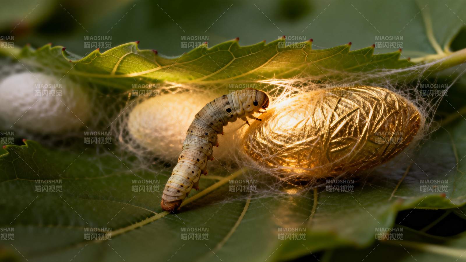 蚕宝宝吐丝结茧图片