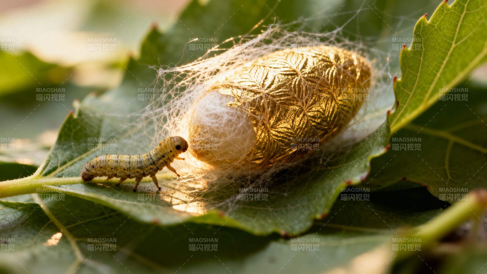 蚕宝宝与金茧图片