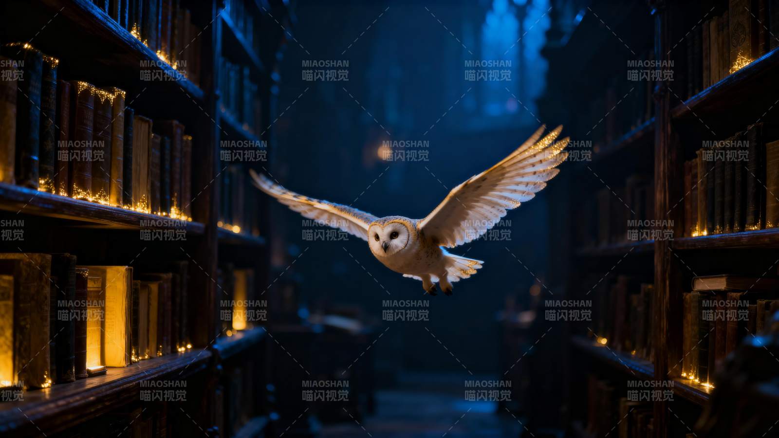 图书馆中的飞 owl图片