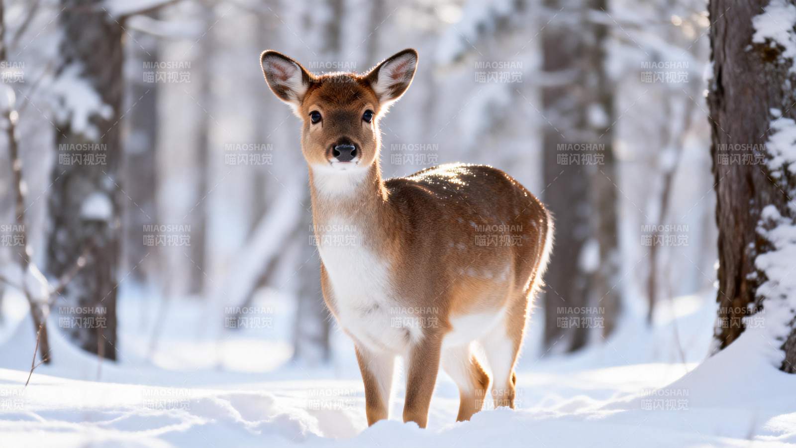 雪林中的小鹿图片