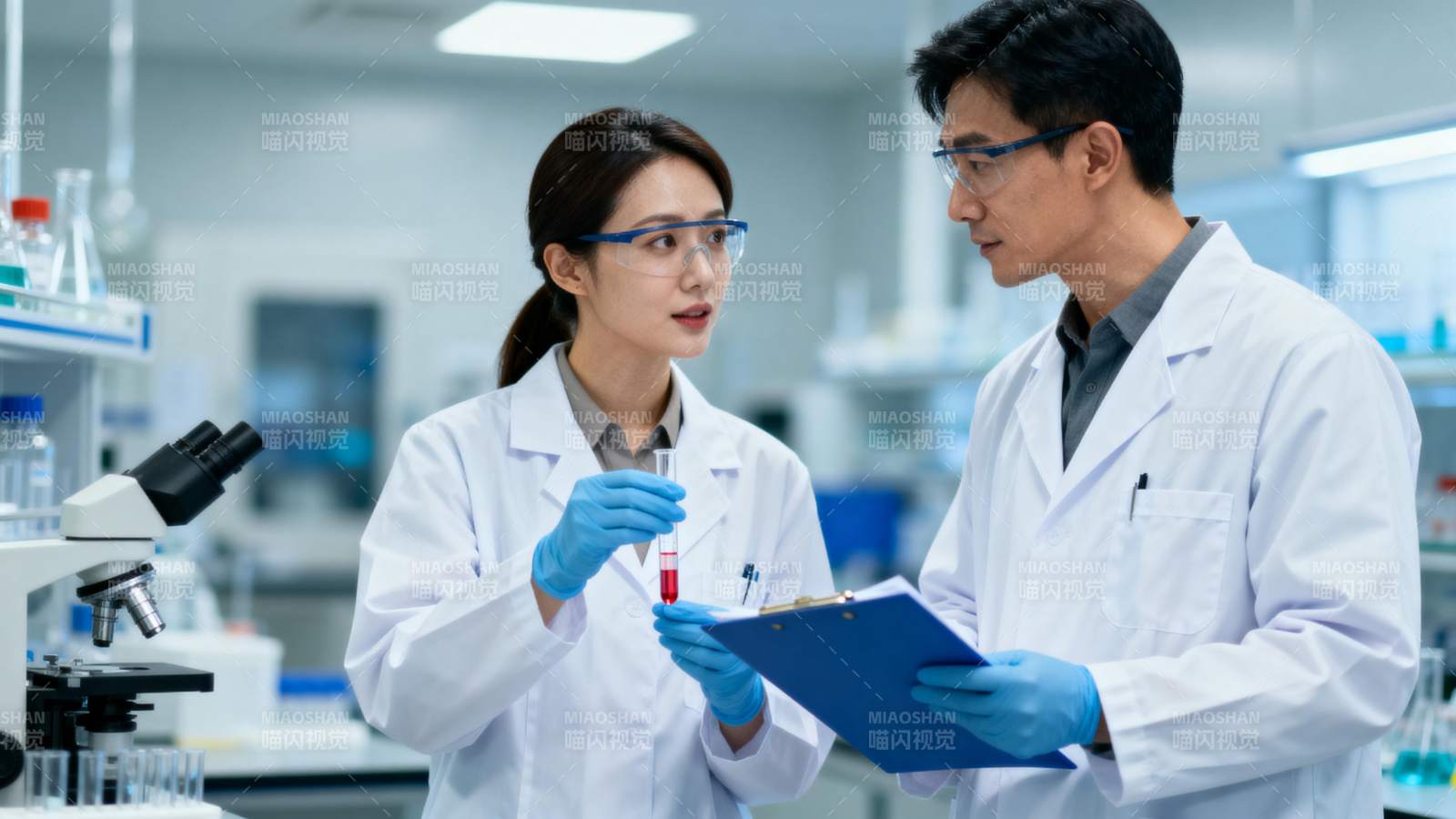 实验室里的科研对话图片