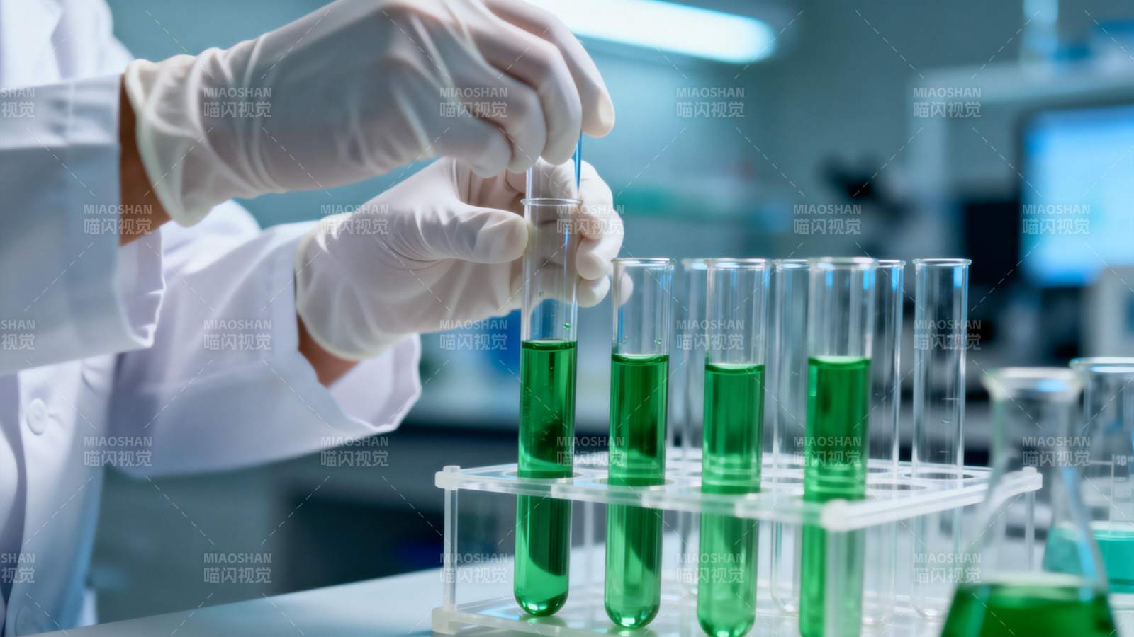 实验室中的绿色液体实验图片