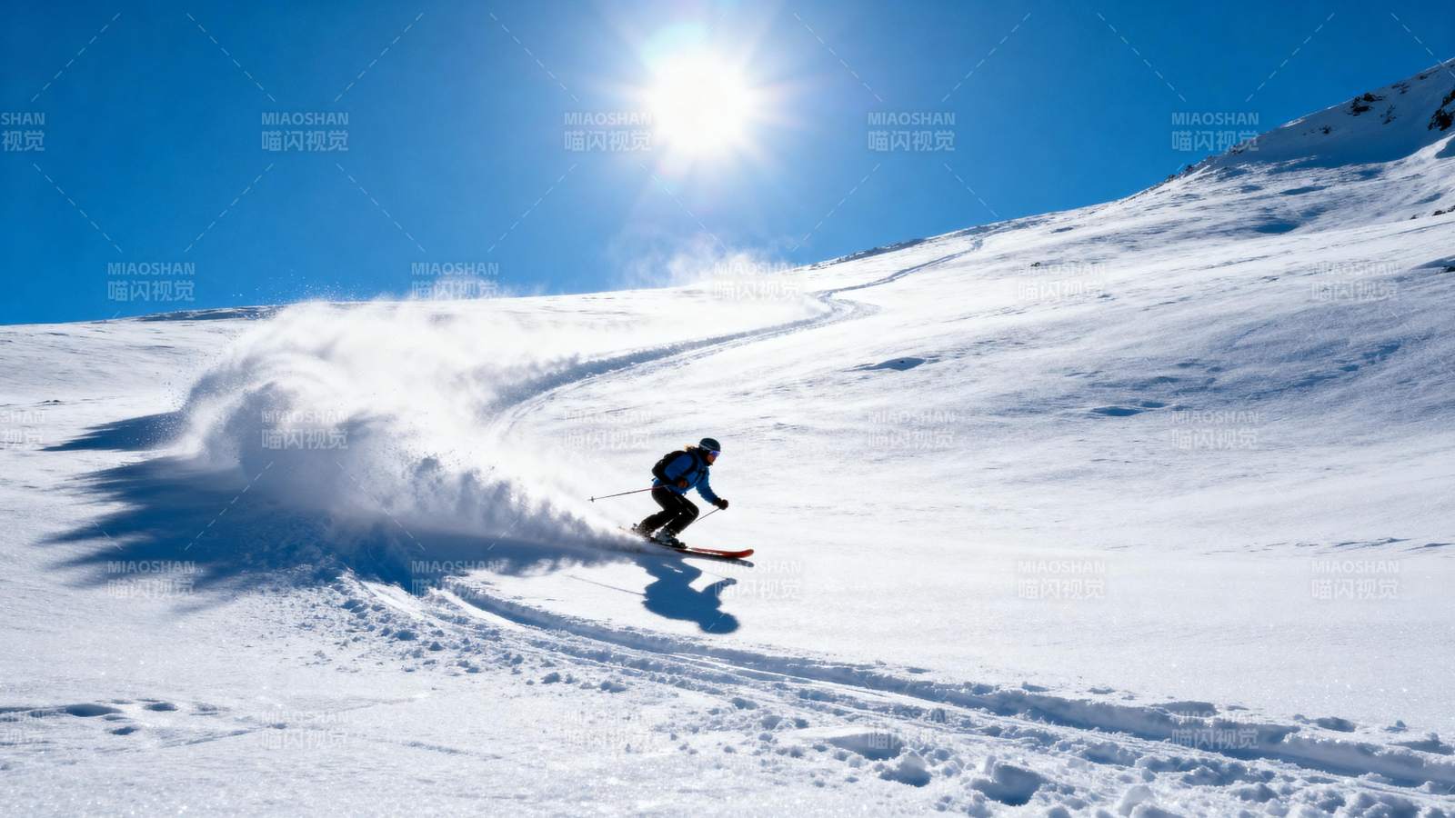 雪上疾驰 阳光闪耀图片