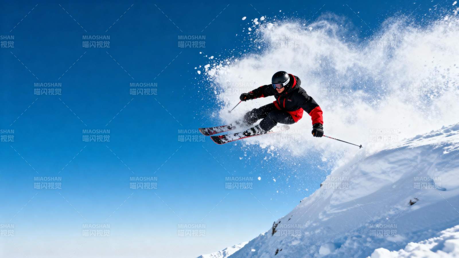 滑雪者腾空飞跃图片