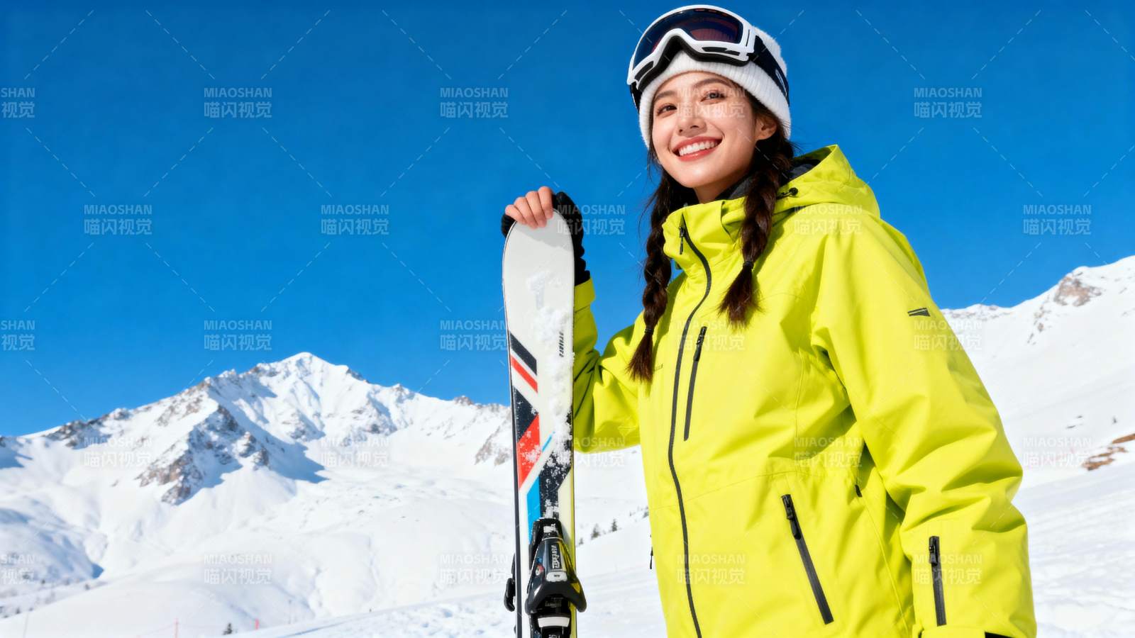 雪地滑雪美女图片