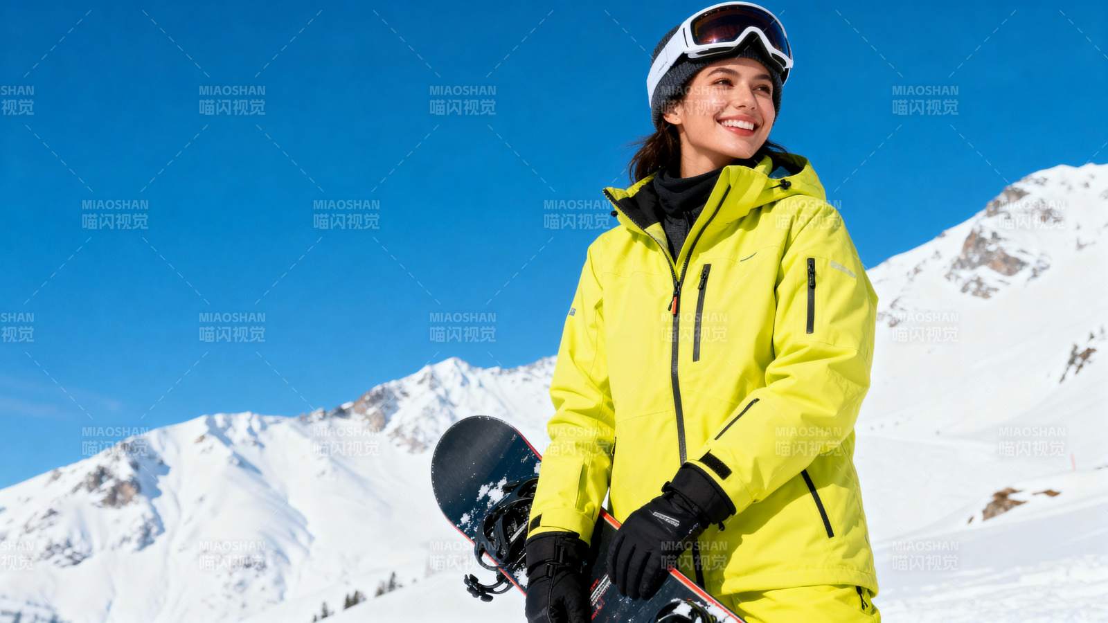 雪地滑雪女孩图片