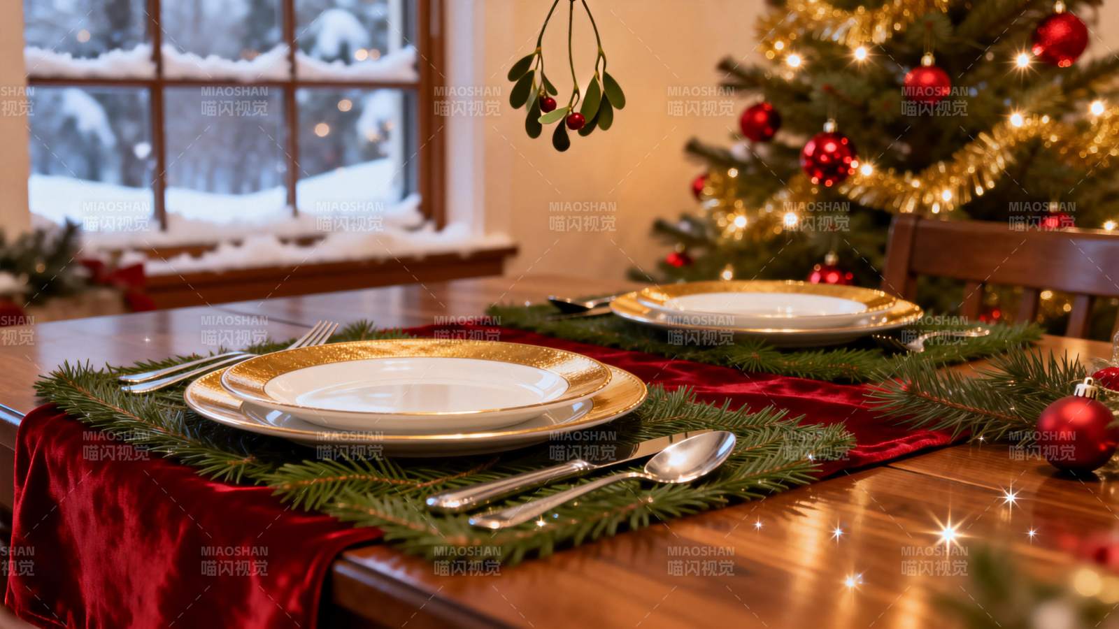 圣诞餐桌布置图片