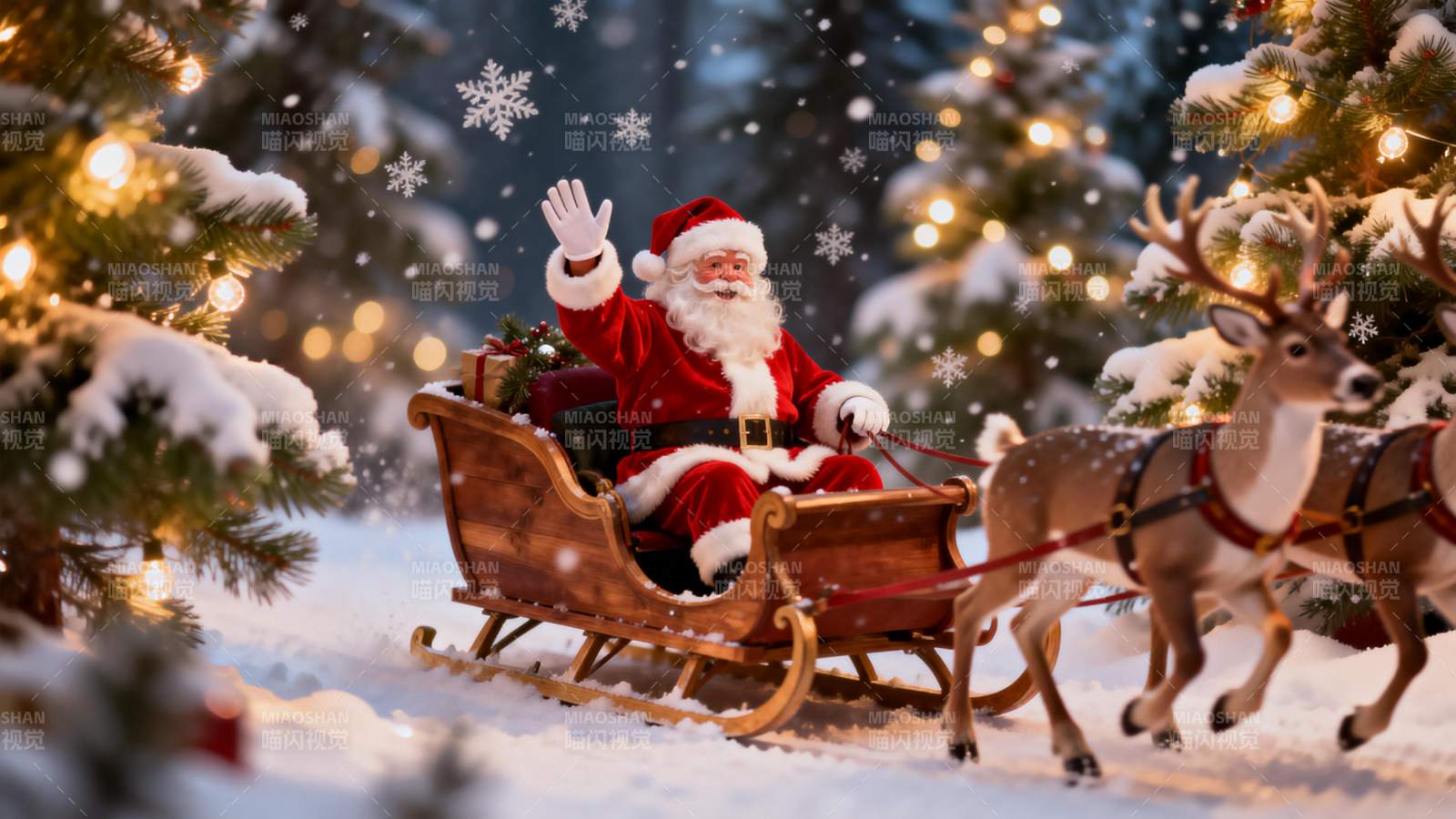 圣诞老人雪橇巡游图片