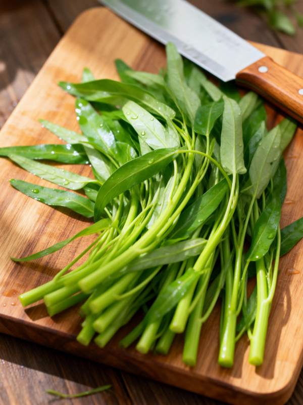 新鲜空心菜待切图片