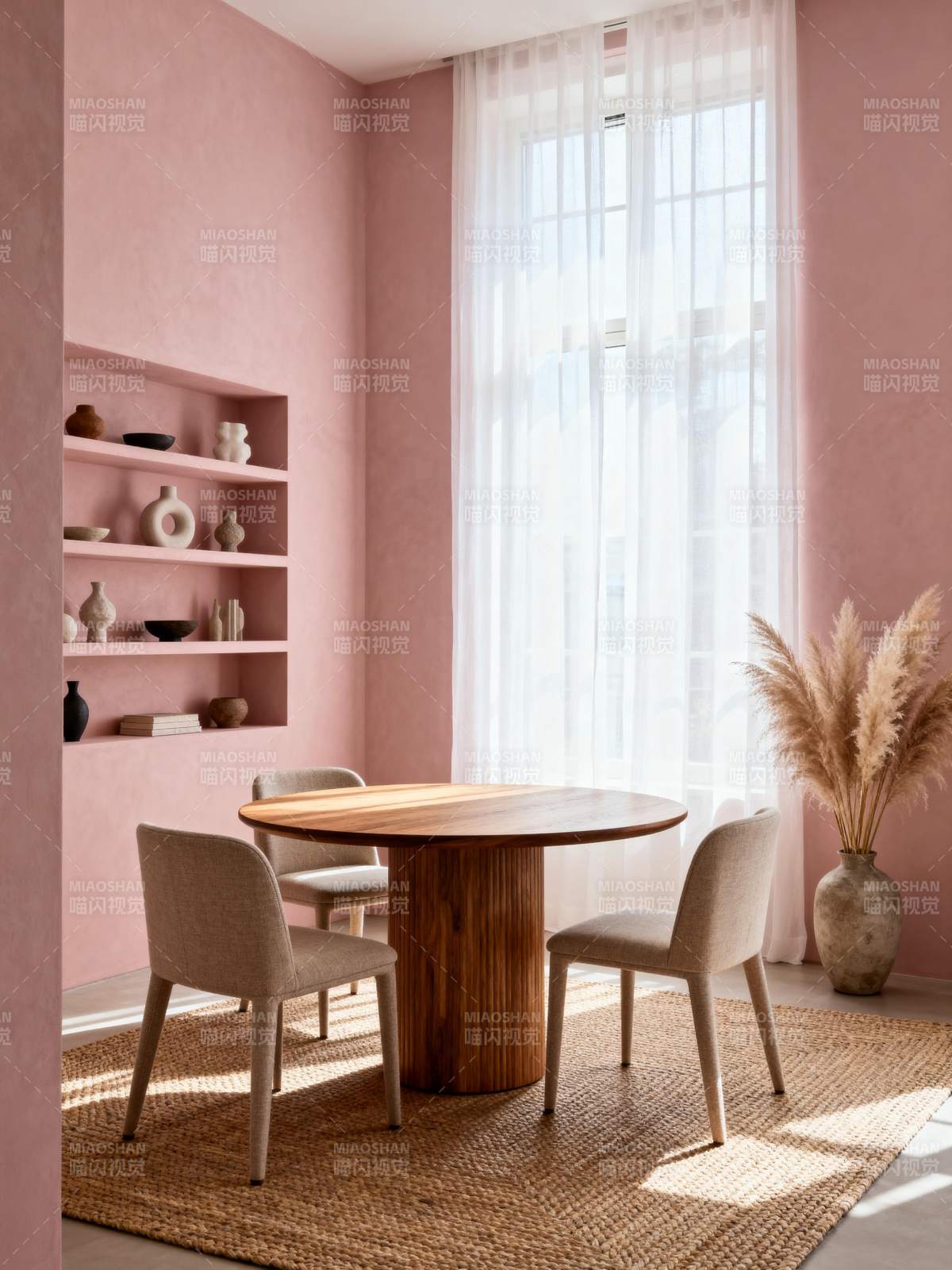 粉红餐厅静谧一角图片