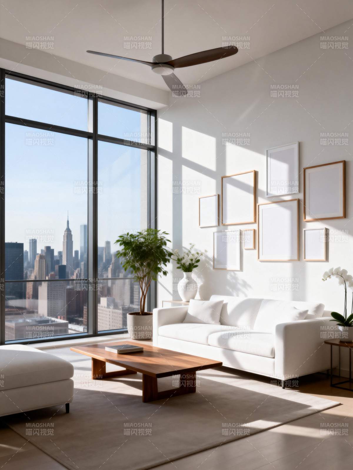 现代都市客厅美景图片