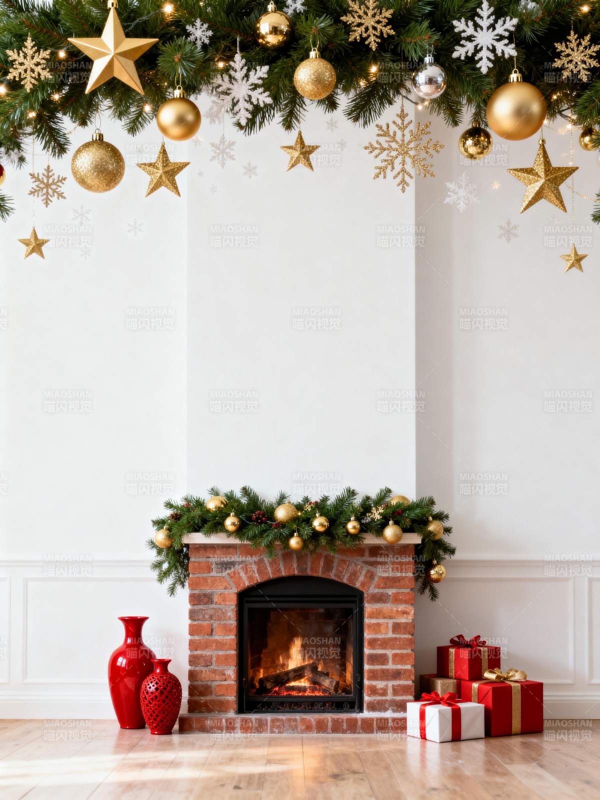 圣诞壁炉装饰图片