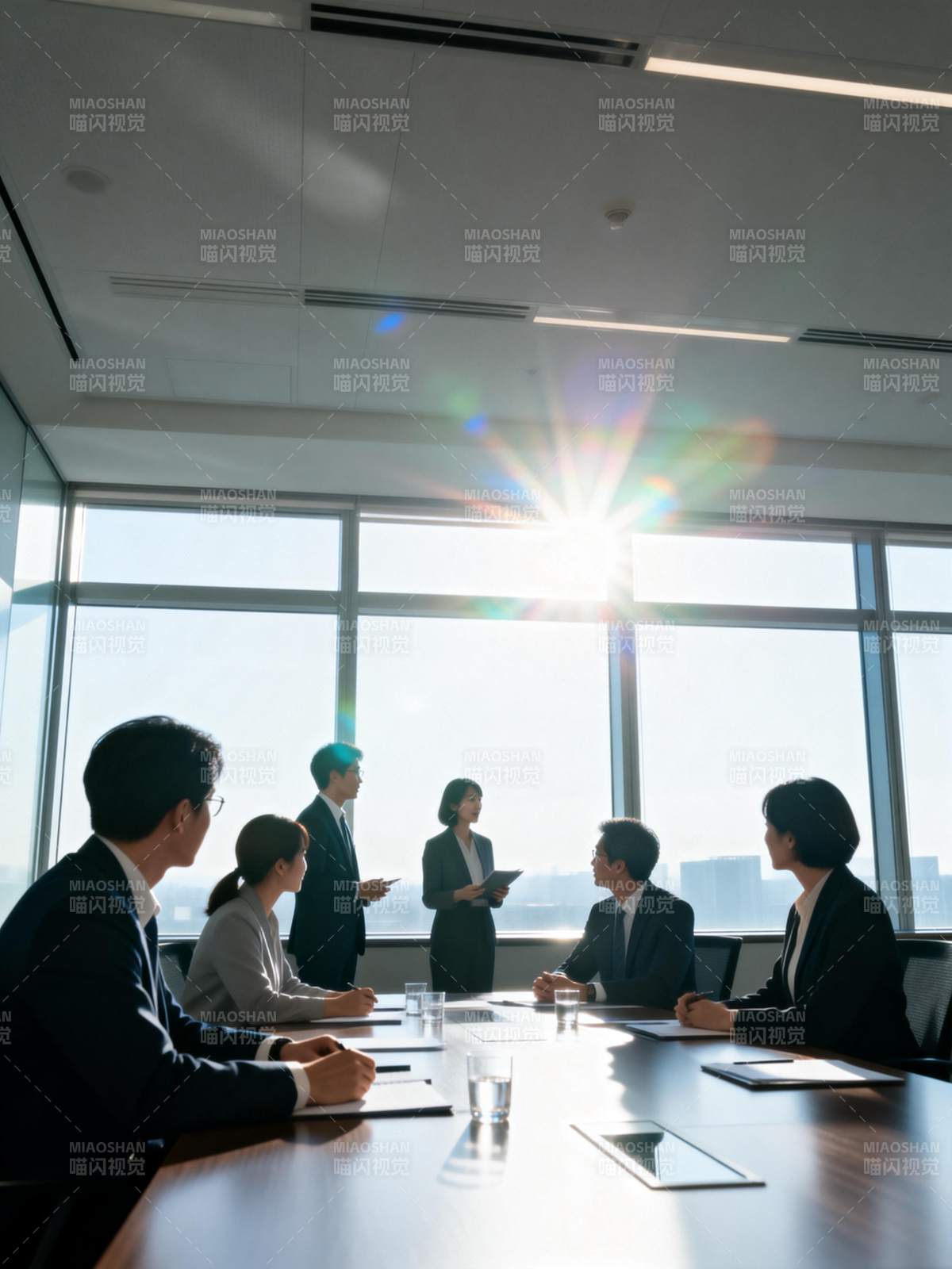 阳光下的商务会议图片