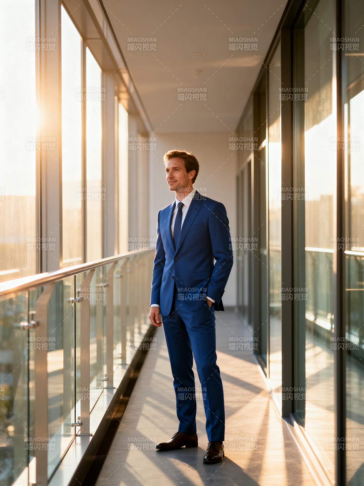商务精英晨光中前行图片