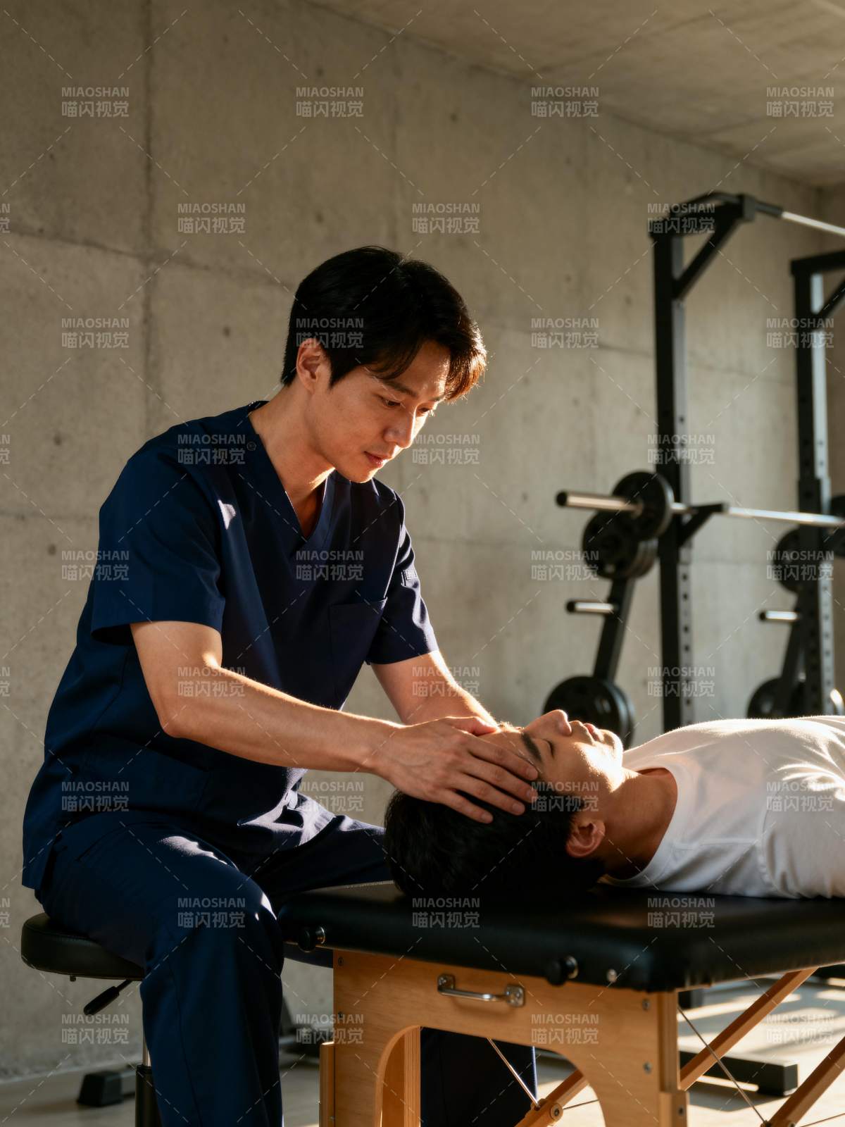 专业理疗师进行头部按摩图片