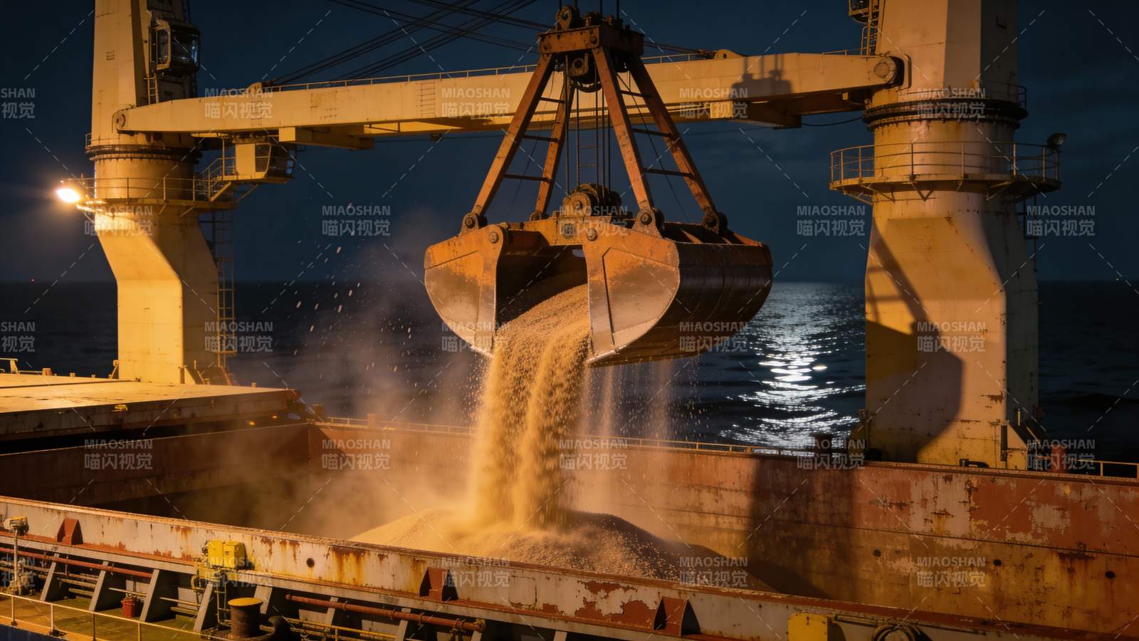 港口卸货夜景图片