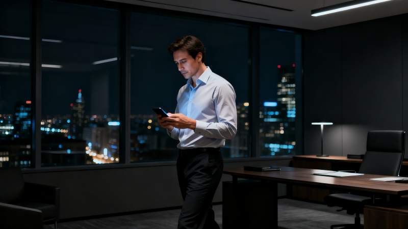 夜幕下的办公时刻图片