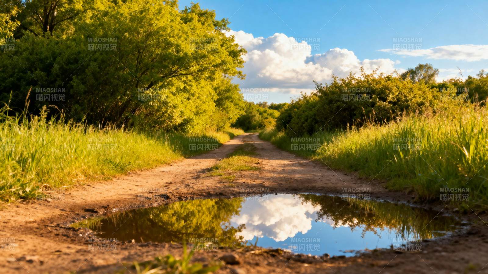 乡间小径映云天图片