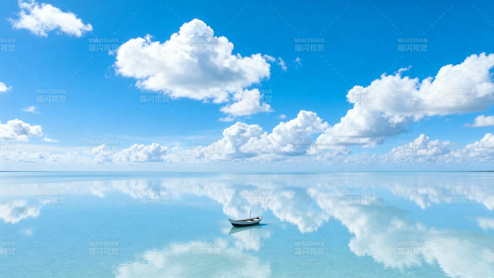 碧海蓝天 孤舟静泊图片