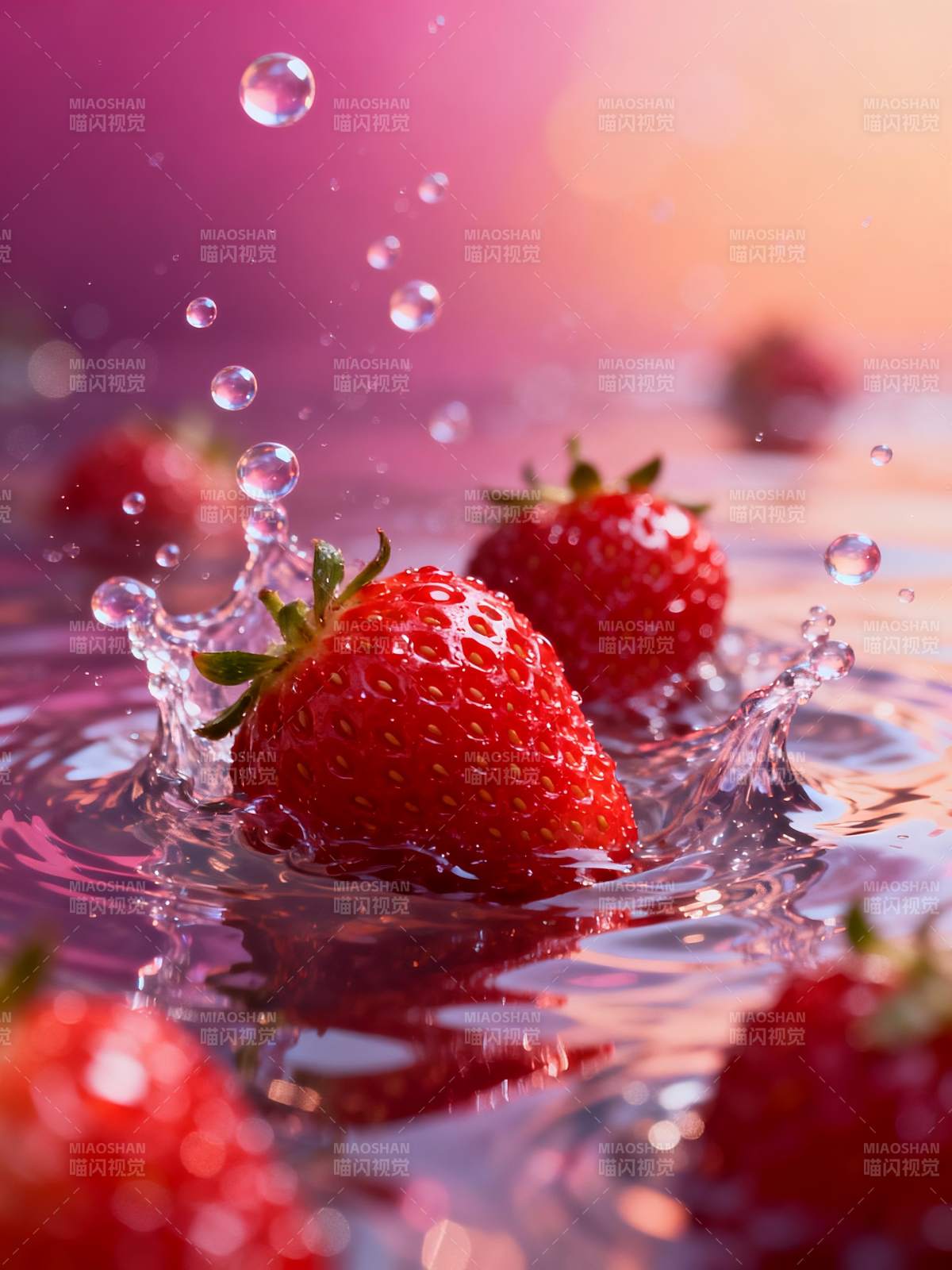 草莓水花飞溅图片